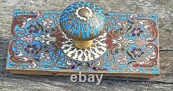 ANCIEN BUVARD TAMPON BRONZE ÉMAUX CLOISONNÉS ÉPOQUE XIXe NAPOLÉON III