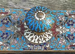 ANCIEN BUVARD TAMPON BRONZE ÉMAUX CLOISONNÉS ÉPOQUE XIXe NAPOLÉON III