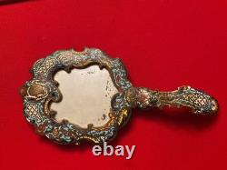 ANCIEN MIROIR FACE A MAIN BRONZE DORÉ ET ÉMAUX CLOISONNÉS NAPOLEON III XIXème