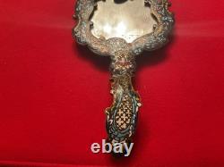 ANCIEN MIROIR FACE A MAIN BRONZE DORÉ ET ÉMAUX CLOISONNÉS NAPOLEON III XIXème