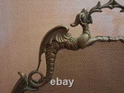 ANCIEN PARE-FEU STYLE LOUIS XV BRONZE CHEMINEE EPOQUE FIN XIX ème Pattes De LION
