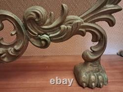 ANCIEN PARE-FEU STYLE LOUIS XV BRONZE CHEMINEE EPOQUE FIN XIX ème Pattes De LION