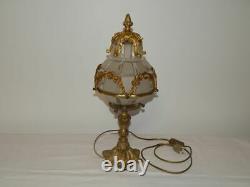 ANCIEN Plafonnier LAMPE en BRONZE VERRE Dépoli Louis XV XVI Napoléon III Rococo