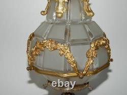 ANCIEN Plafonnier LAMPE en BRONZE VERRE Dépoli Louis XV XVI Napoléon III Rococo
