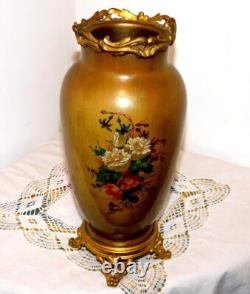 ANCIEN VASE BACCARAT BRONZE PORCELAINE XIXème NAPOLEON III DLG CRISTAL de PARIS