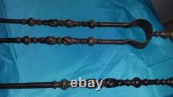 ANCIENNES PINCE ET PELLE DE CHEMINEE BRONZE FER TRAVAILLE XIX ème NAPOLEON III