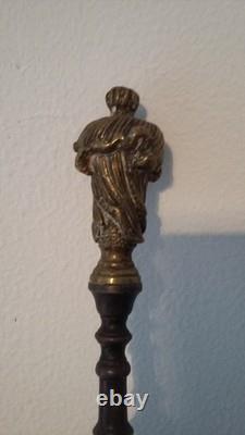 ANCIENNES PINCE ET PELLE DE CHEMINEE BRONZE FER TRAVAILLE XIX ème NAPOLEON III