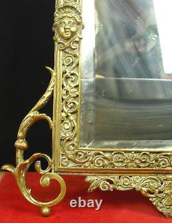 Agréable miroir biseauté en bronze d'époque Napoléon III mirror vintage Spiegel