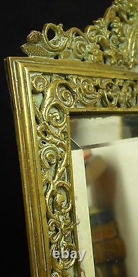 Agréable miroir biseauté en bronze d'époque Napoléon III mirror vintage Spiegel