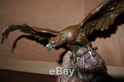 Aigle en Bronze sur socle en marbre XIXème