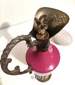 Aiguière ancienne Napoléon III Porcelaine rose & bronze 31 cm