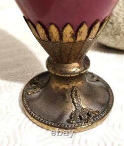Aiguière ancienne Napoléon III Porcelaine rose & bronze 31 cm