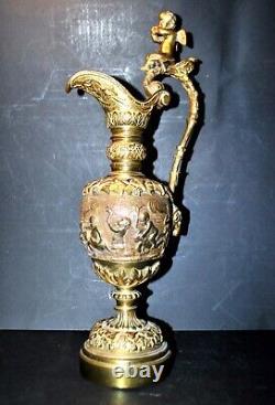 Aiguière d'ornement en bronze doré APPARAT Napoléon III ANGE Putti Bacchus 19e