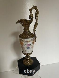 Aiguières Bronze et porcelaine Bacchus XIX