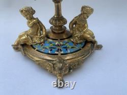 Alphonse Giroux Paris Bougeoir Vase Cornet Bronze Dore Email Cloisonne 1860