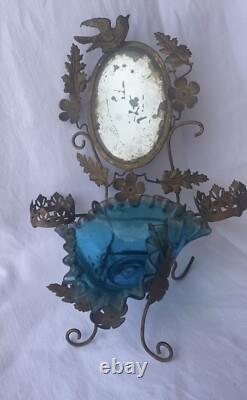 Ancien Baguier Nécessaire Toilette Miroir bronze Laiton 19 eme Napoléon III