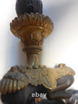 Ancien Bougeoir Chandelier Tripode En Bronze Dore Napoleon III
