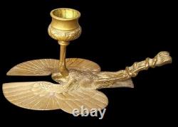 Ancien Bougeoir Rat de Cave Bronze Doré Égypte Héron Serpent XIXe Napoléon III