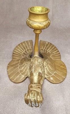 Ancien Bougeoir Rat de Cave Bronze Doré Égypte Héron Serpent XIXe Napoléon III