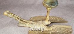 Ancien Bougeoir Rat de Cave Bronze Doré Égypte Héron Serpent XIXe Napoléon III