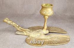 Ancien Bougeoir Rat de Cave Bronze Doré Égypte Héron Serpent XIXe Napoléon III