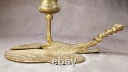 Ancien Bougeoir Rat de Cave Bronze Doré Égypte Héron Serpent XIXe Napoléon III