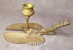 Ancien Bougeoir Rat de Cave Bronze Doré Égypte Héron Serpent XIXe Napoléon III