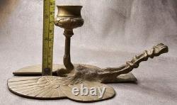 Ancien Bougeoir Rat de Cave Bronze Doré Égypte Héron Serpent XIXe Napoléon III