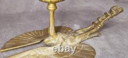 Ancien Bougeoir Rat de Cave Bronze Doré Égypte Héron Serpent XIXe Napoléon III