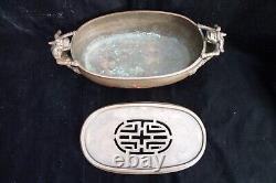 Ancien Brule Parfum En Bronze Signé Vietnam Chinese Incense Burner -mark