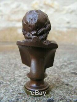 Ancien Cachet Ou Sceau En Bronze Representant Voltaire Barbedienne Antique Seal