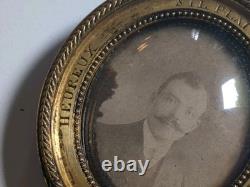 Ancien Cadre Photos En Bronze Verre Bombé Napoléon III