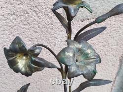Ancien Chandelier D'église 5 Branches En Bronze Xixe