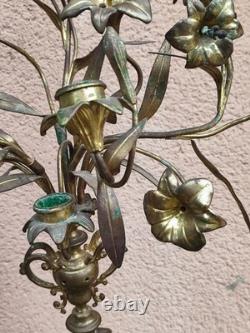 Ancien Chandelier D'église 5 Branches En Bronze Xixe