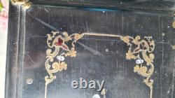 Ancien Coffre A Bijoux Bois Napoleon III Decor Nacre Bronze Dore