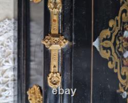 Ancien Coffre A Bijoux Bois Napoleon III Decor Nacre Bronze Dore