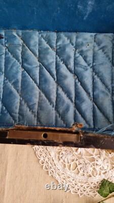 Ancien Coffre A Bijoux Bois Napoleon III Decor Nacre Bronze Dore