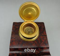 Ancien Encrier De Bureau En Bronze Doré Et Marbre époque Napoléon III