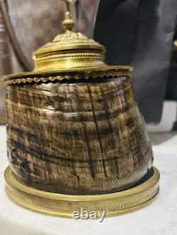 Ancien Encrier De Bureau En Bronze Et Sabot Cheval époque Napoléon III
