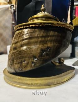Ancien Encrier De Bureau En Bronze Et Sabot Cheval époque Napoléon III