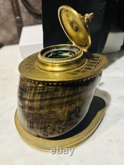 Ancien Encrier De Bureau En Bronze Et Sabot Cheval époque Napoléon III