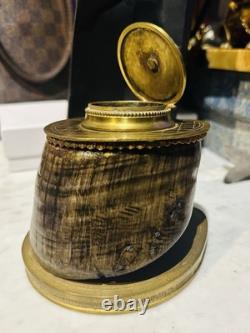 Ancien Encrier De Bureau En Bronze Et Sabot Cheval époque Napoléon III