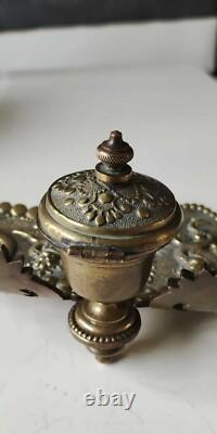 Ancien Encrier-Vide poche époque Napoléon III, d influence Asiatique. En Bronze