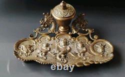 Ancien Encrier-Vide poche époque Napoléon III, d influence Asiatique. En Bronze