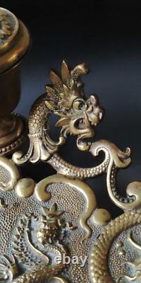Ancien Encrier-Vide poche époque Napoléon III, d influence Asiatique. En Bronze