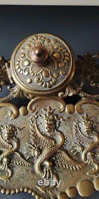 Ancien Encrier-Vide poche époque Napoléon III, d influence Asiatique. En Bronze