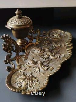 Ancien Encrier-Vide poche époque Napoléon III, d influence Asiatique. En Bronze