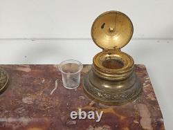 Ancien Encrier de bureau en Marbre et Bronze époque Napoléon III