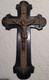 Ancien Grand Crucifix Mural Bois Noirci Et Bronze / Laiton Style Napol&eacute;on Iii