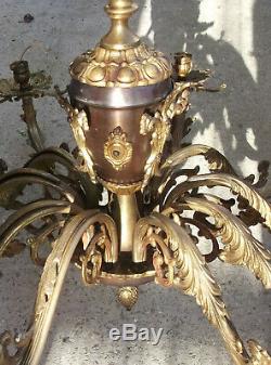 Ancien Lustre En Bronze Dore 10 Feux Style Napoleon III